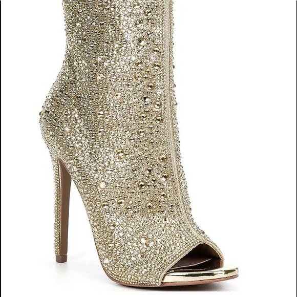 Steve Madden Shoes - Steve Madden Dispute-R Rhinestone Embellished Peep Toe Stiletto Booties …